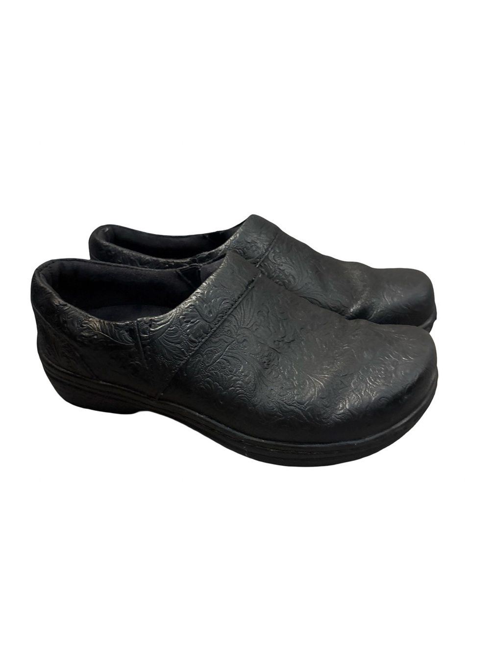 Women’s Black Slip-On Leather Boho Gorpcore Slip Resistant Clogs Size 7.5